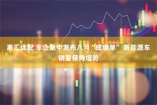 嘉汇优配 车企集中发布八月“成绩单” 新能源车销量保持增势