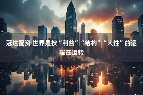 冠达配资 世界是按“利益”“结构”“人性”的逻辑在运转